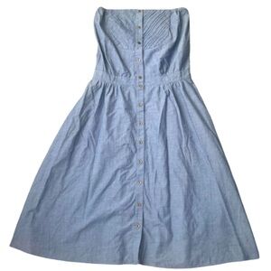 Women’s blue jean strapless fit & flair midi dress